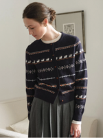 Tania Fair Isle Button-Front Cropped Cardigan