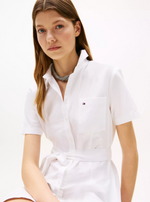 Short-Sleeve Belted Oxford Shirtdress