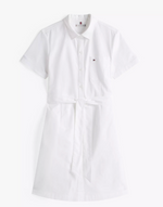 Short-Sleeve Belted Oxford Shirtdress
