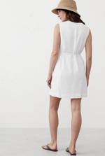 Linen Blend Button Front Mini Dress