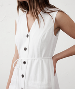 Linen Blend Button Front Mini Dress