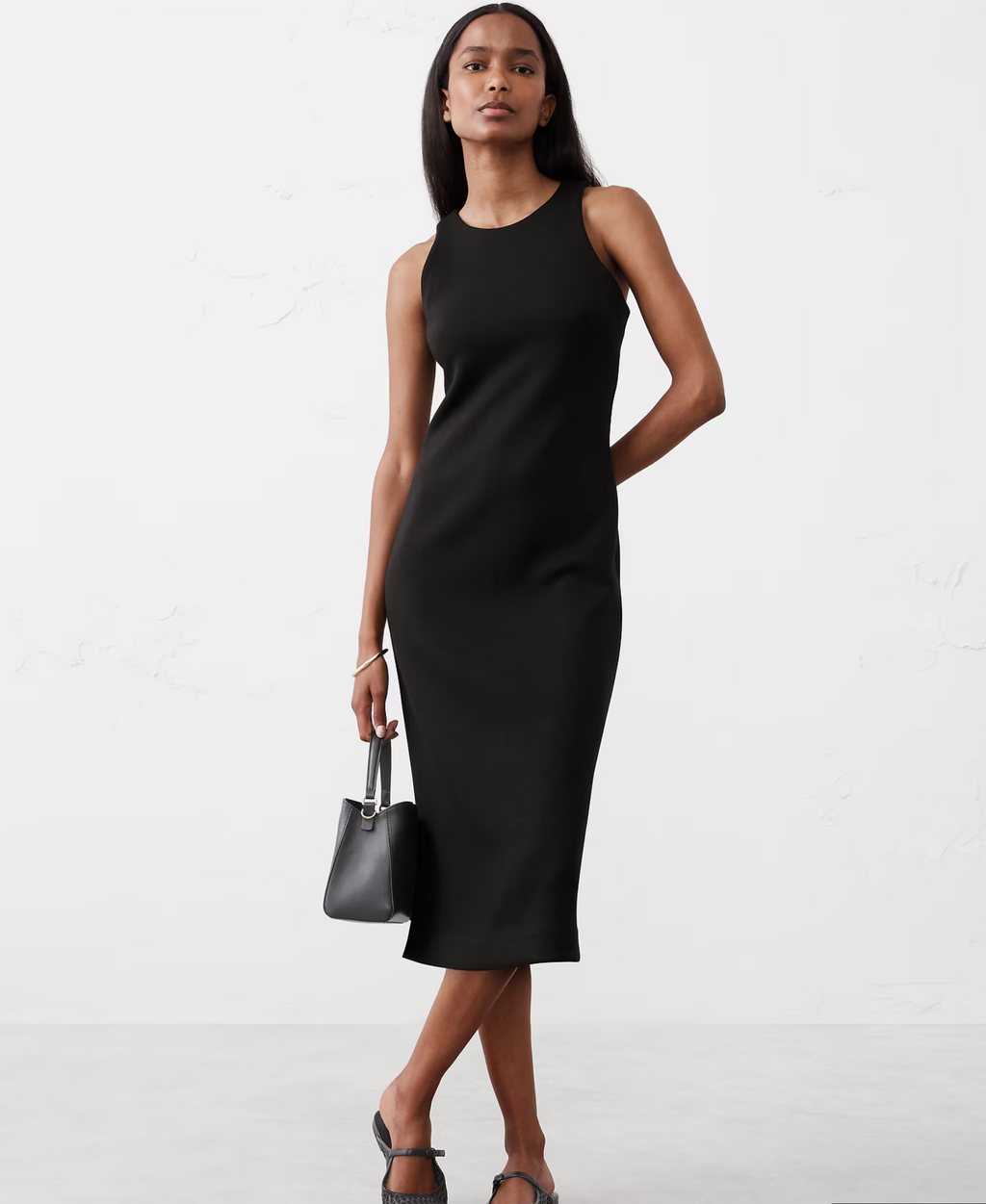Racer Neck Knit Midi Dress