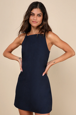 Chic Ease Blue Sleeveless Mini Dress