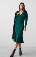 Soft Luxe Knit Wrap Midi Dress
