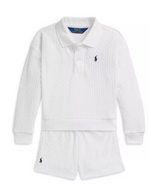 Girls' Mini Cable Terry Polo Shirt & Shorts Set