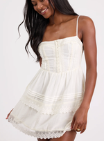 Abby White Lace Tiered Mini Dress