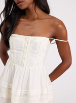 Abby White Lace Tiered Mini Dress