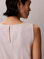 Linen Blend V-Neck Sleeveless Belted Dress