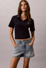 Monologo Rib Cropped Sweater Polo Shirt