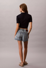 Monologo Rib Cropped Sweater Polo Shirt