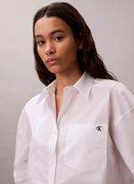 Cotton Poplin Cropped Boxy Button-Down Shirt