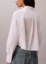 Cotton Poplin Cropped Boxy Button-Down Shirt