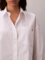 Cotton Poplin Cropped Boxy Button-Down Shirt
