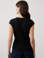 Pointelle Ribbed Wrap-front Top