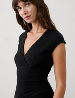 Pointelle Ribbed Wrap-front Top