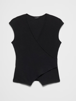 Pointelle Ribbed Wrap-front Top