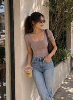Square Neck Short Sleeve Tee