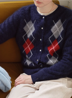 Domenica Brushed Argyle Wool-Cashmere Cardigan