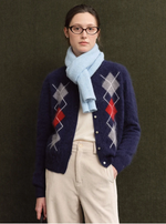 Domenica Brushed Argyle Wool-Cashmere Cardigan