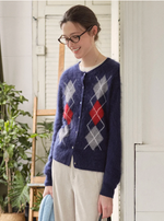 Domenica Brushed Argyle Wool-Cashmere Cardigan