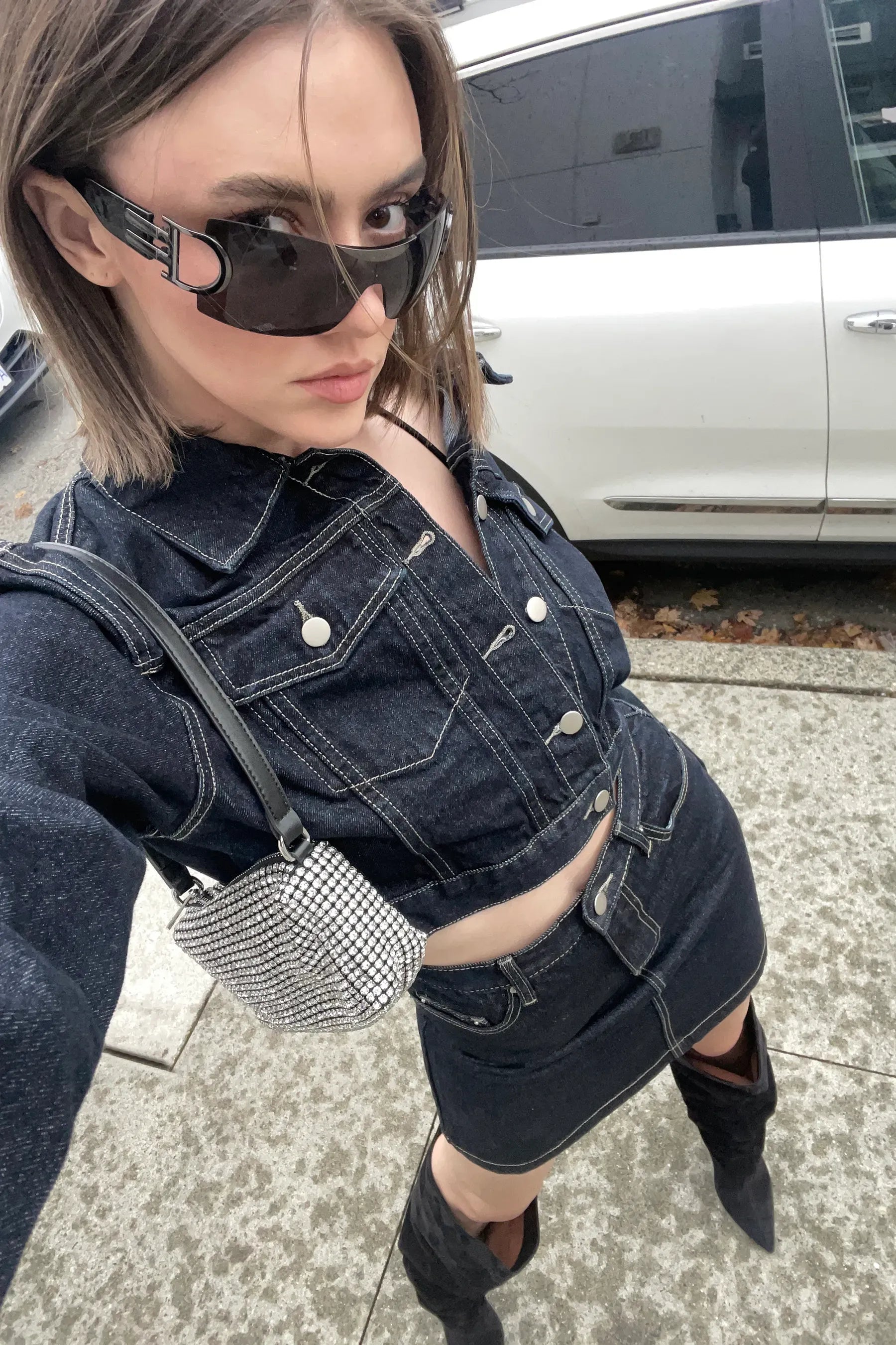 Denim jacket 2025 skirt set