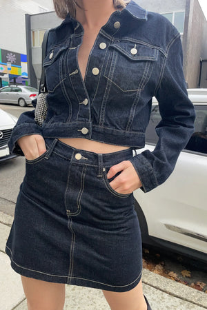 Denim jacket and skirt 2025 set