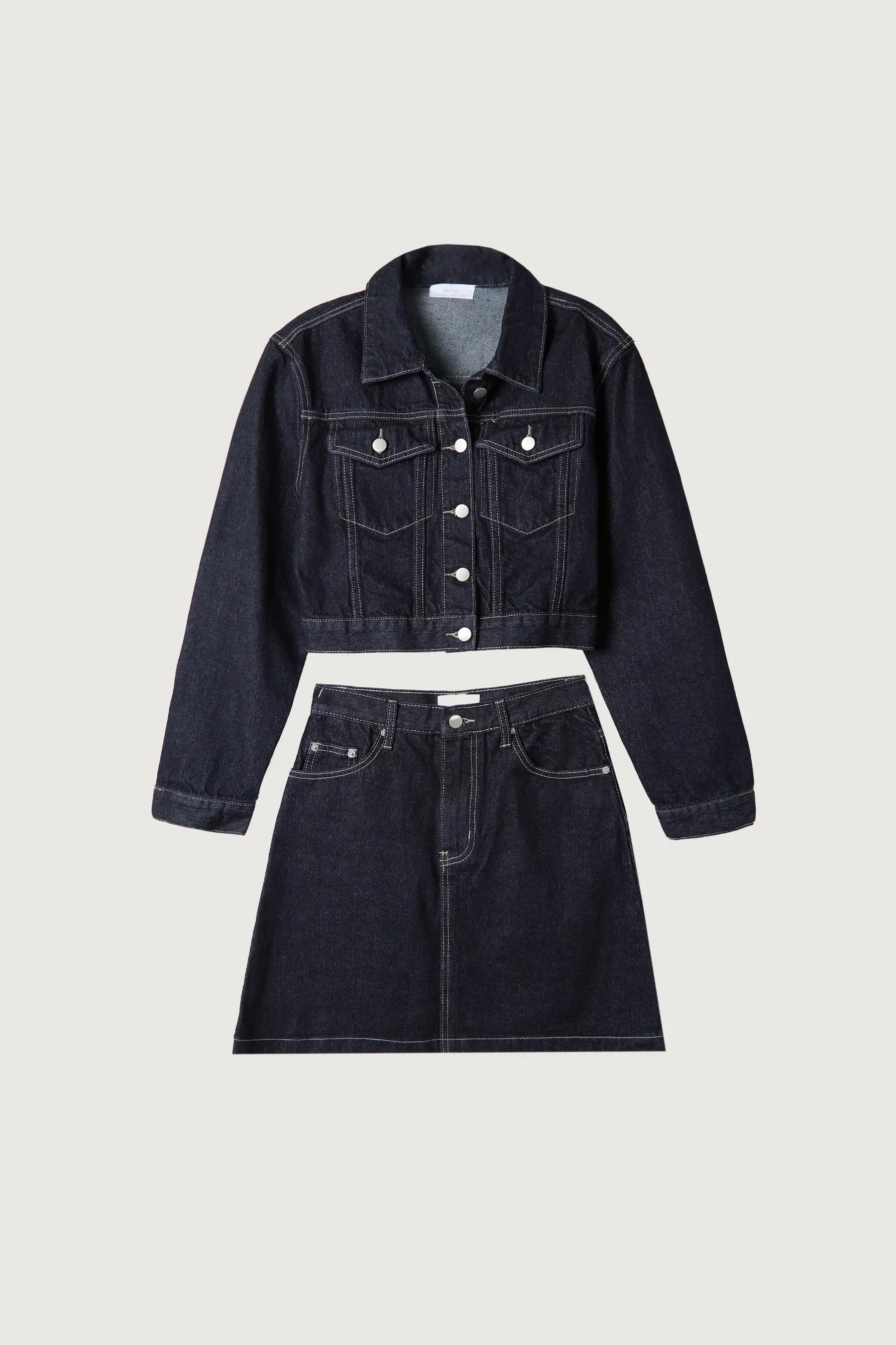 Denim Jacket and Skirt Set Elephant Clouds Apparel