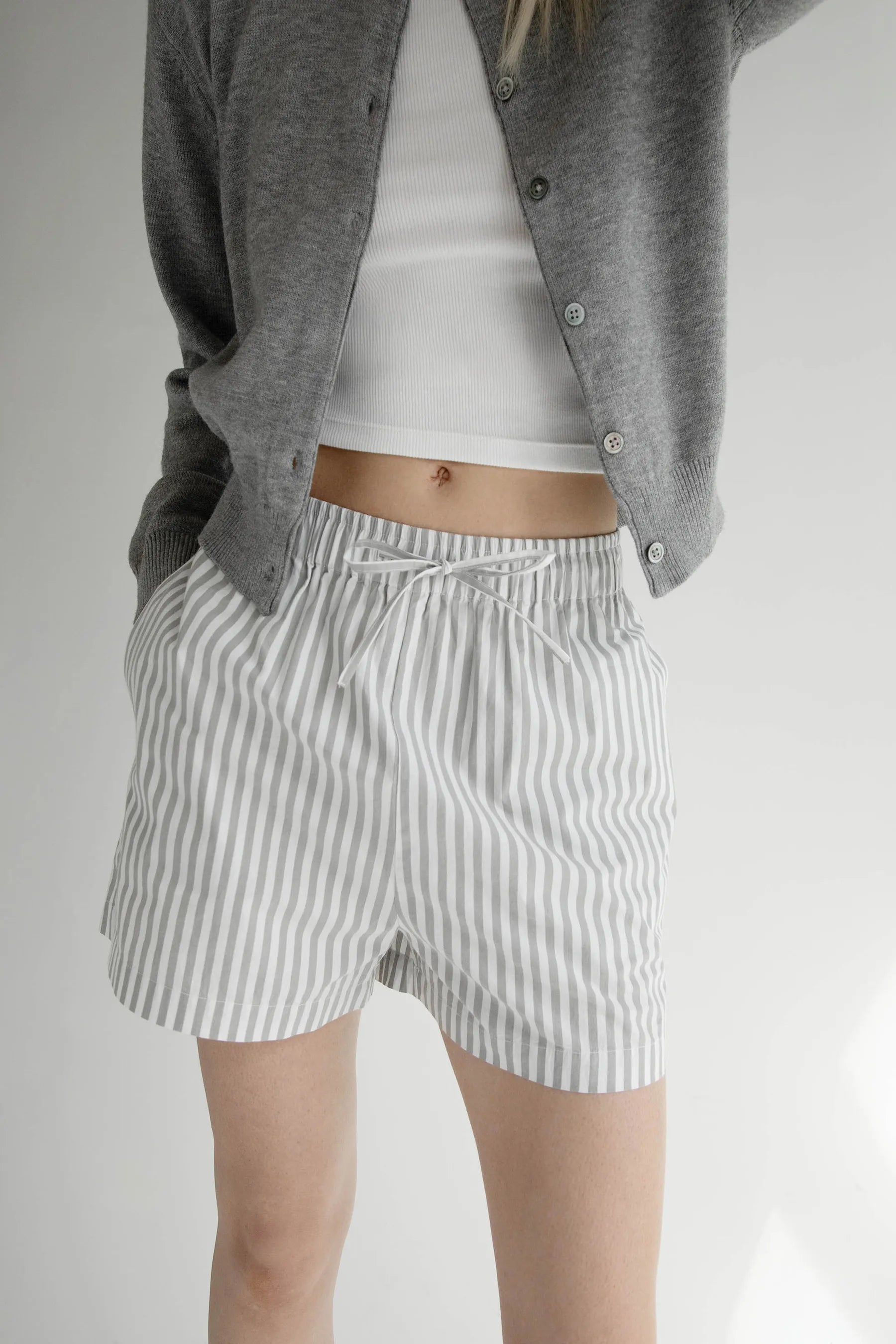 Cotton Poplin Striped Short