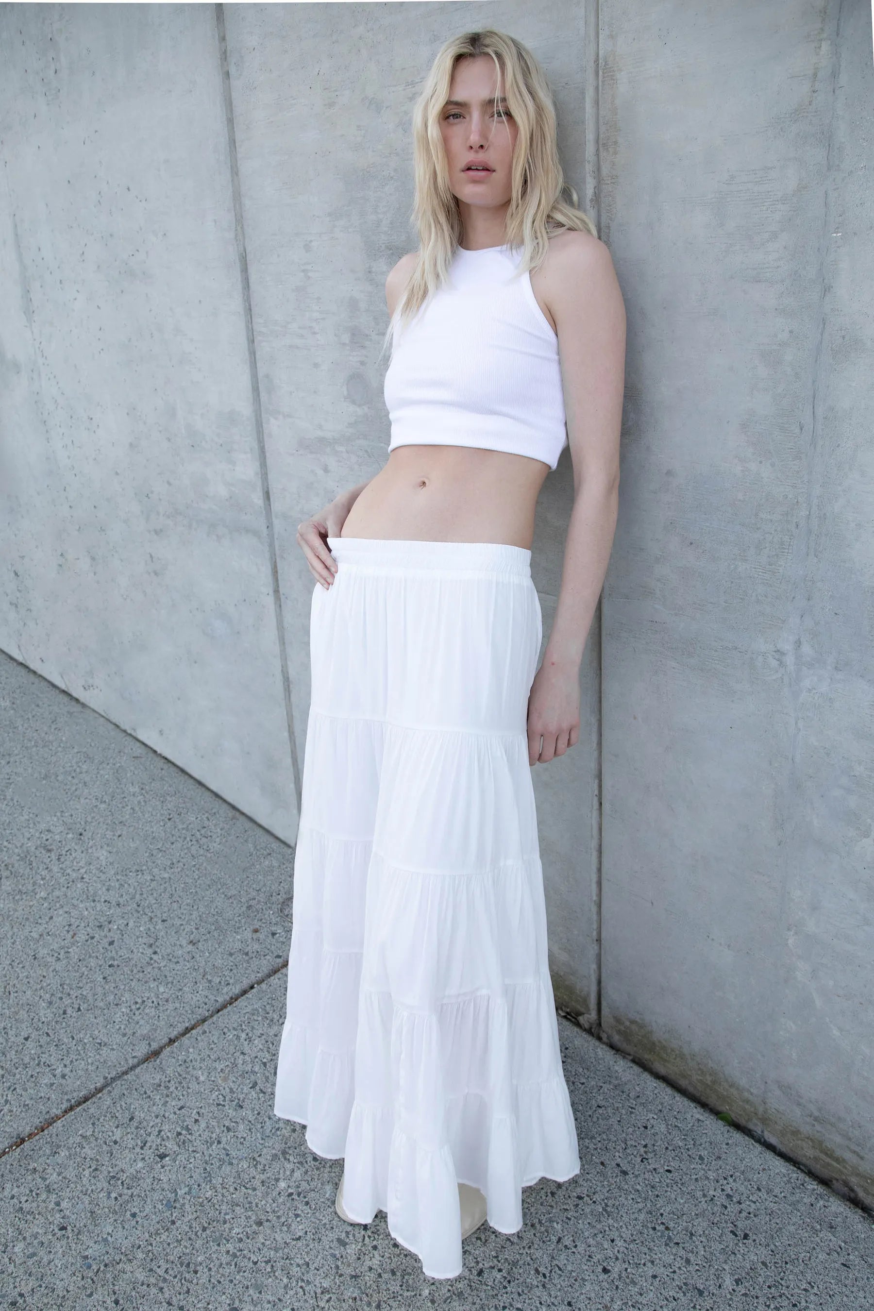 Tiered Skirt With Elastic Waistband