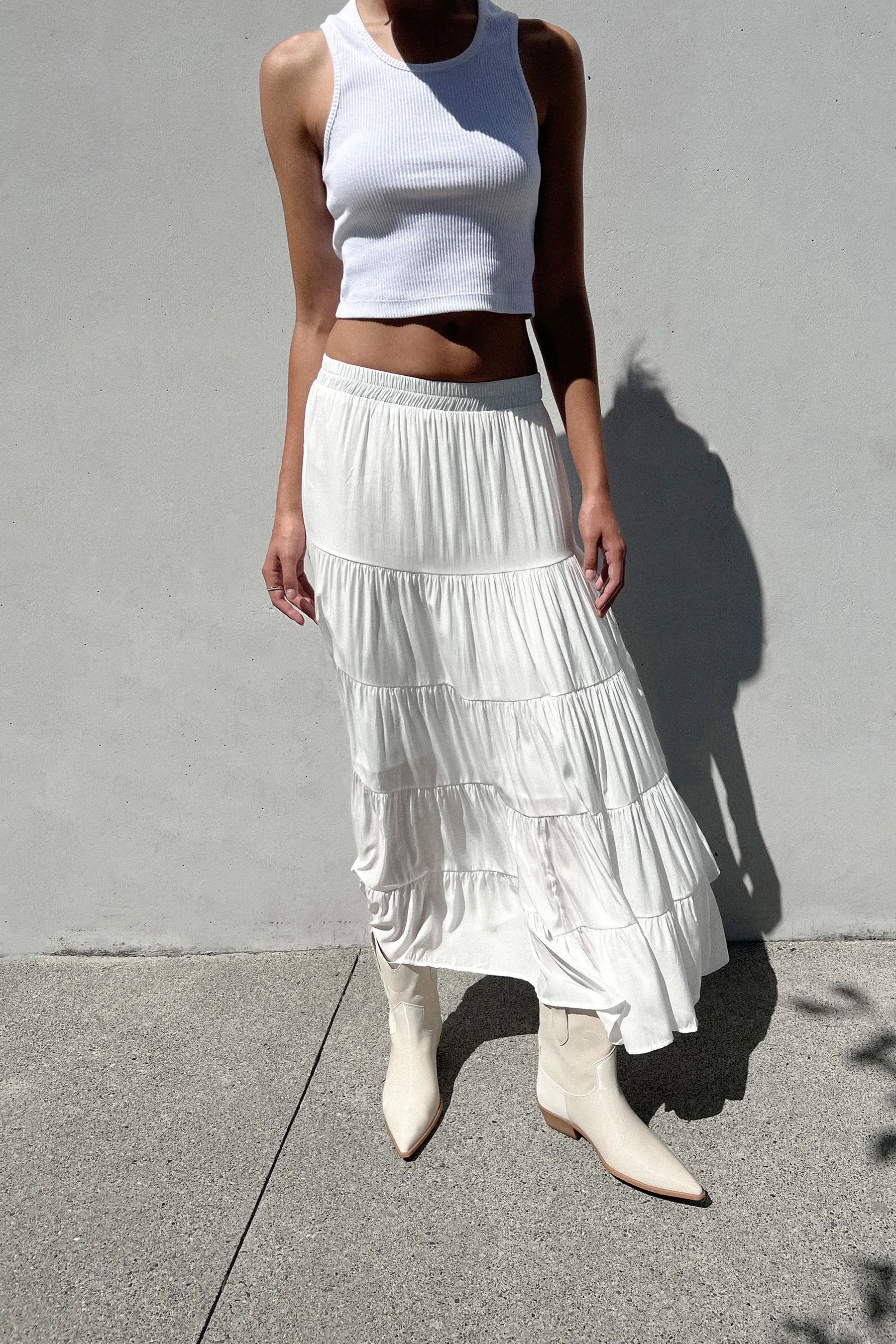 Tiered Skirt With Elastic Waistband