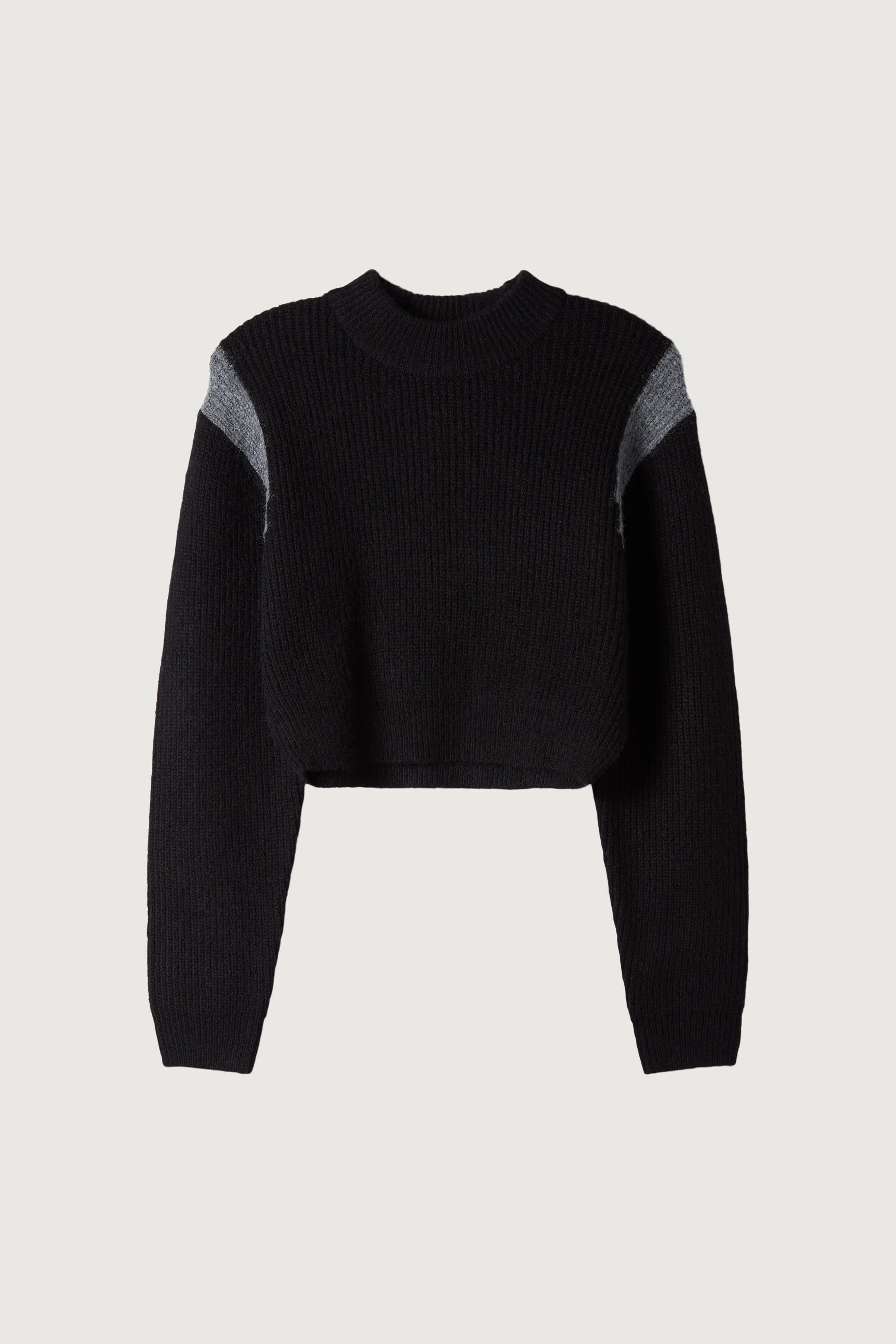 Cropped Shoulder Contrast Sweater