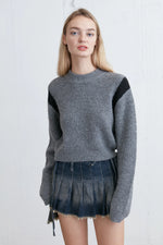 Cropped Shoulder Contrast Sweater