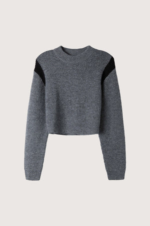 Cropped Shoulder Contrast Sweater