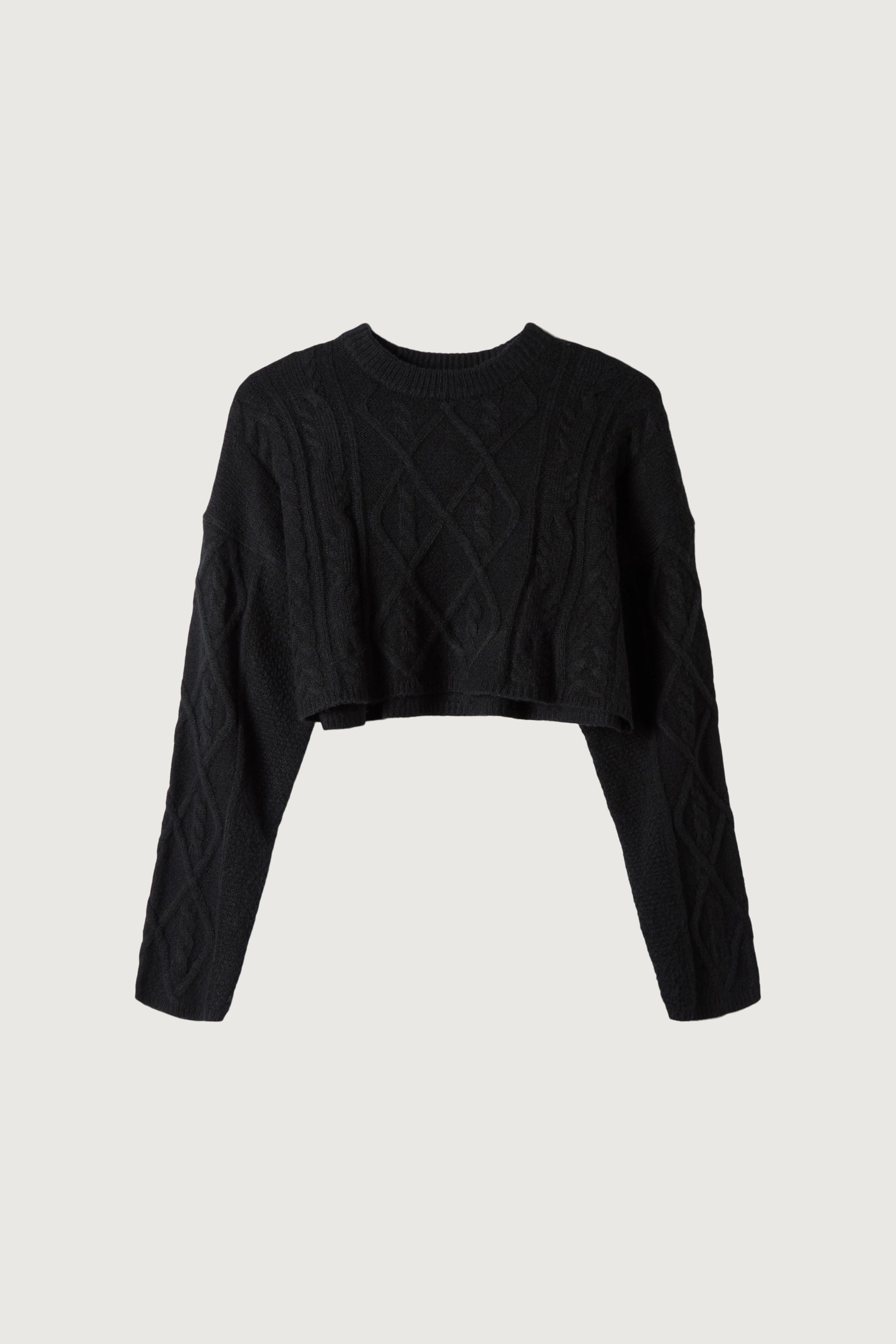 Cropped Cable Knit Sweater