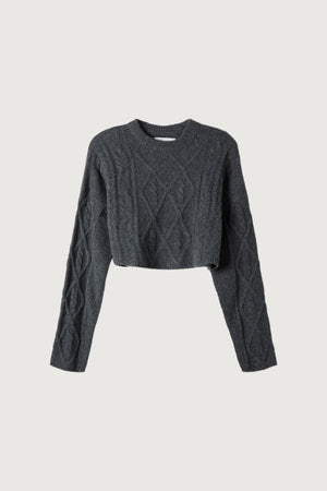 Cropped Cable Knit Sweater