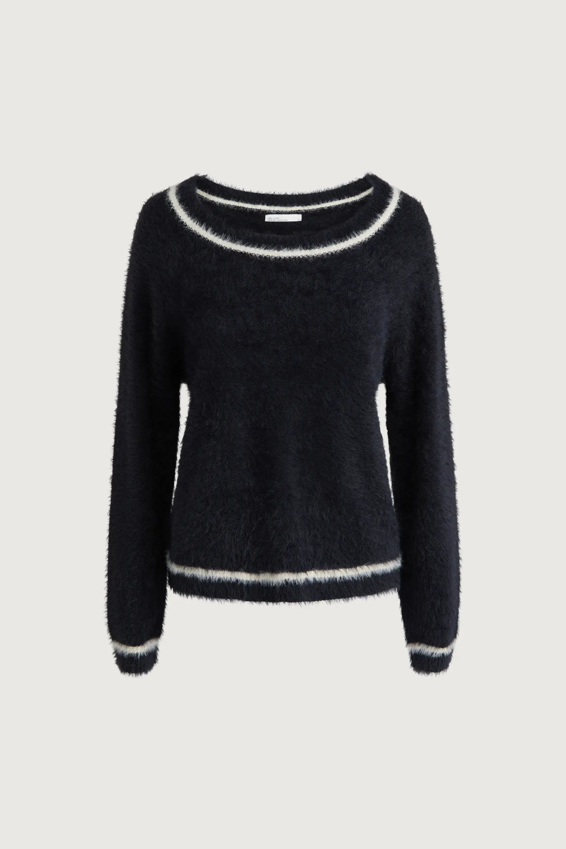 Fuzzy Contrast Detail Sweater