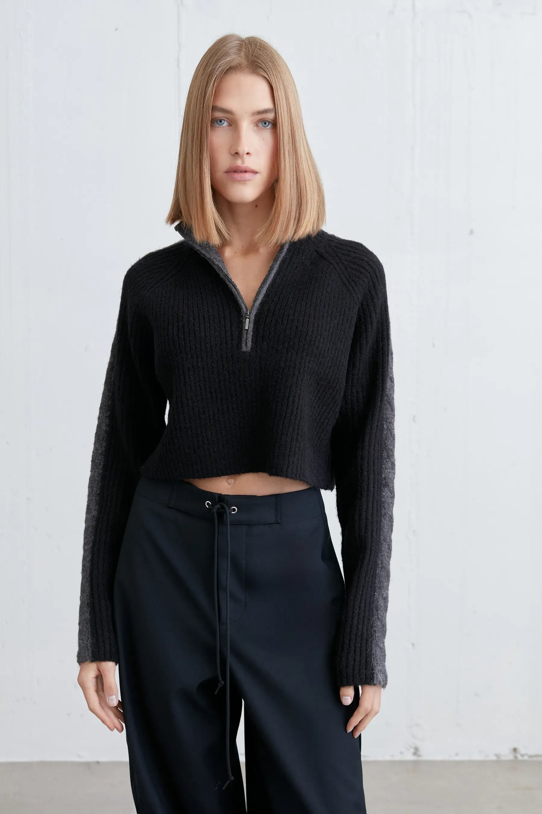 Half Zip Sweater With Contrast Details