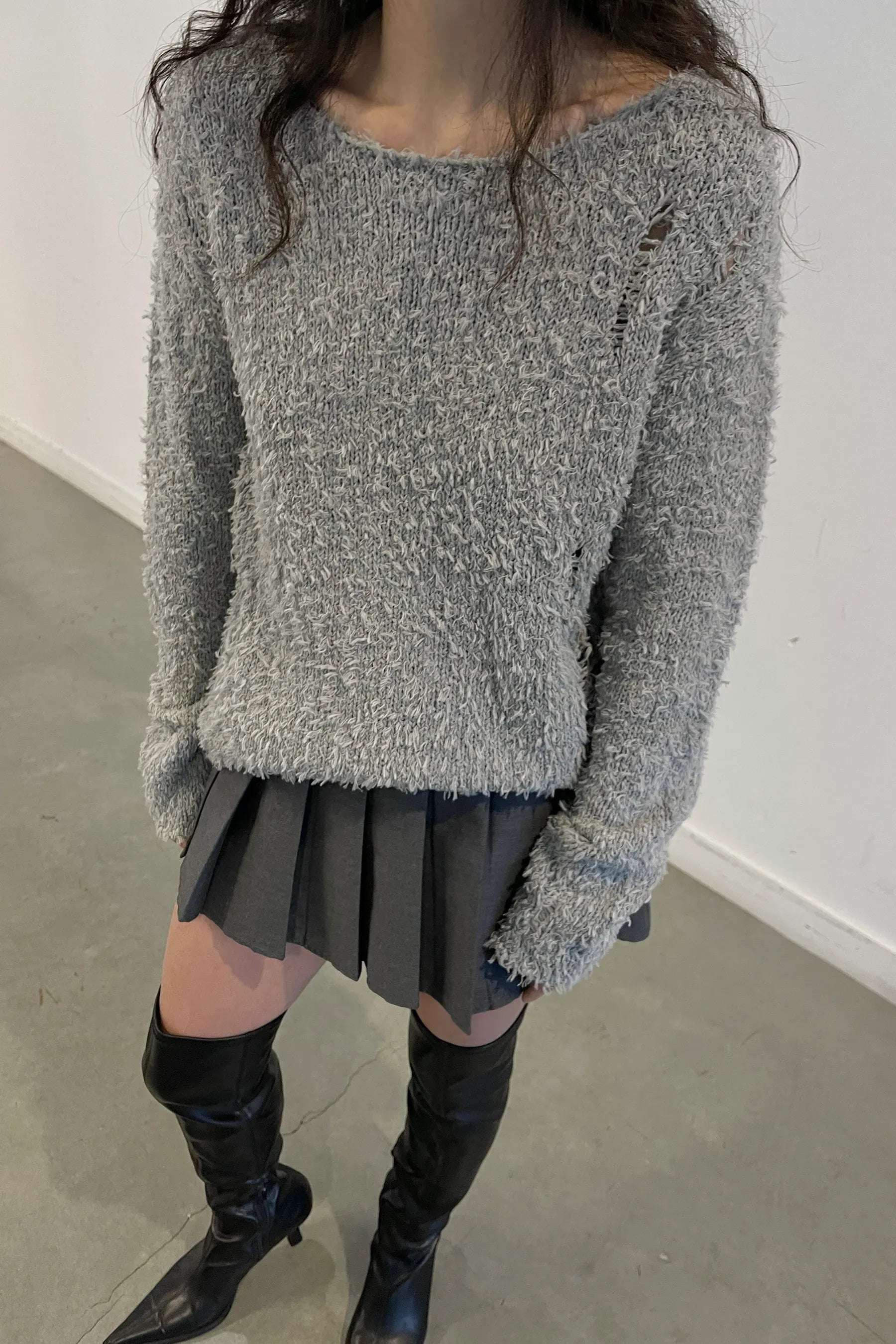 Textured Distressed Sweater