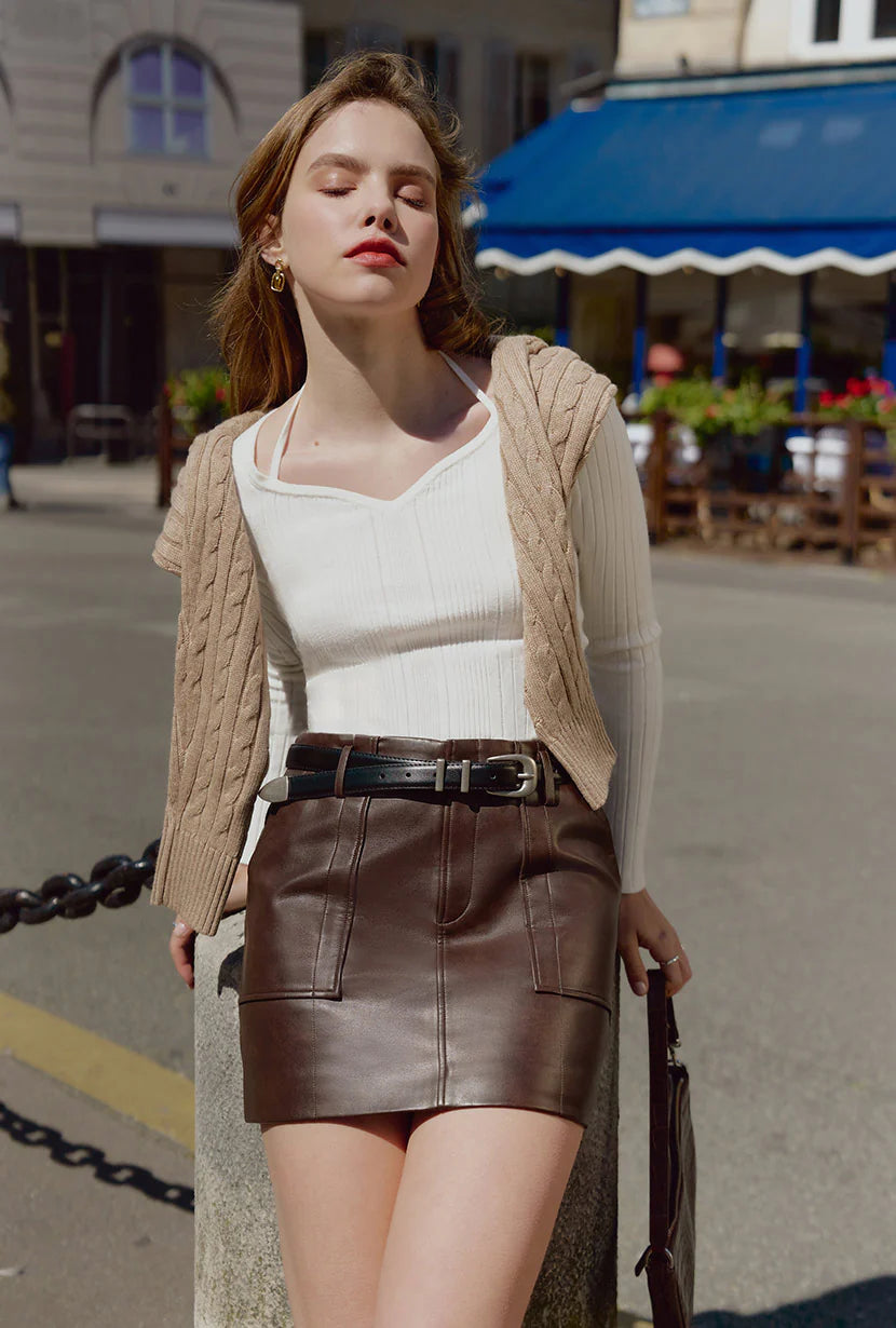 Andy Faux Leather Skirt