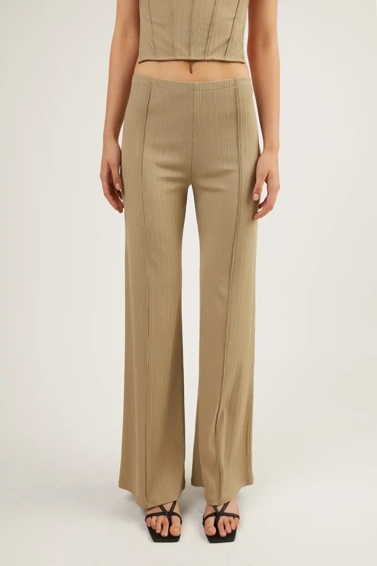 Flared Pants with Stitch Details