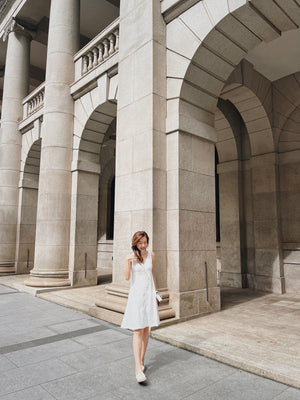 Linen-Blend Button Front Dress