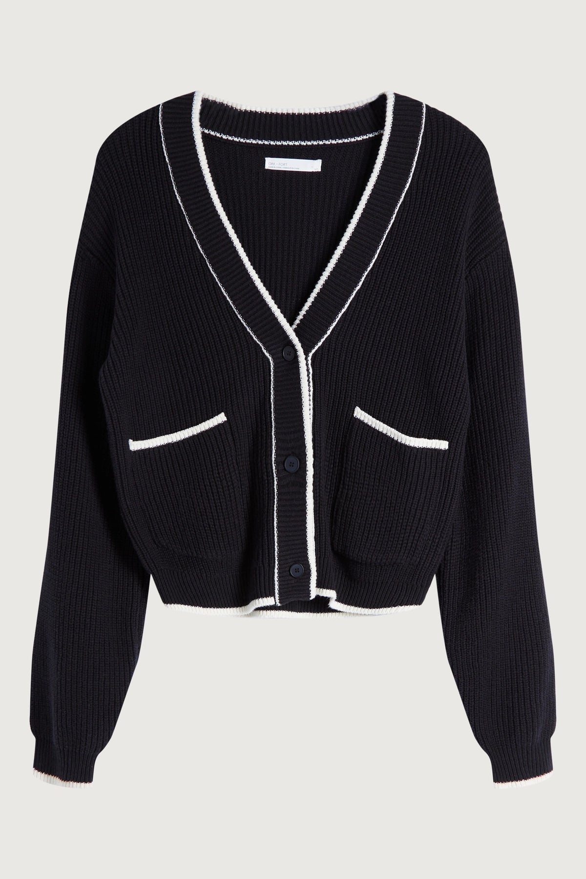 Contrast Trim Varsity Cardigan