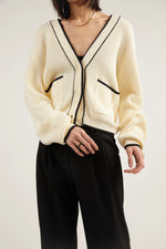 Contrast Trim Varsity Cardigan