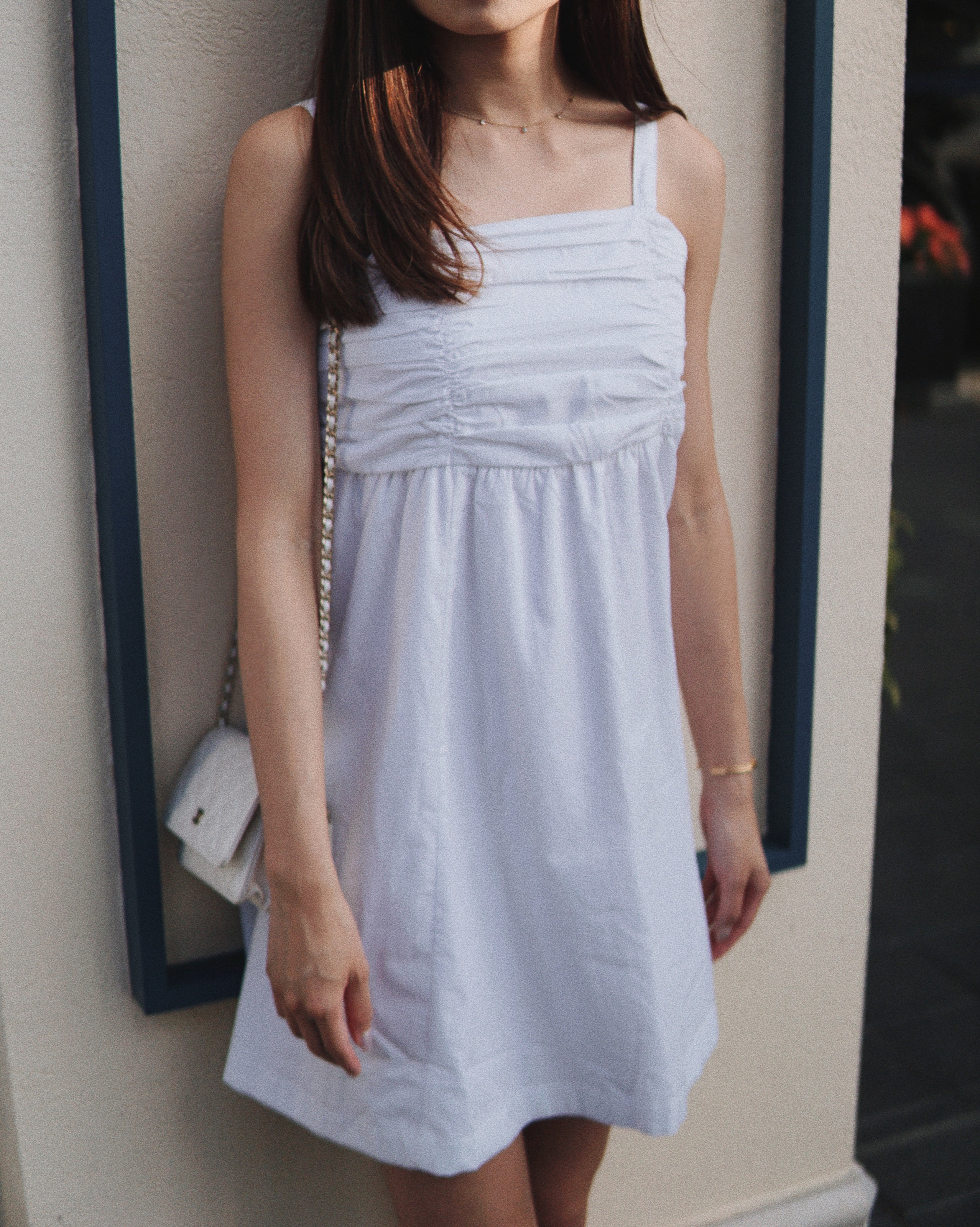 Girls Ruched Poplin Dress