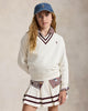 Girls Striped Fleece V-Neck Sweatshirt