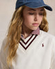 Girls Striped Fleece V-Neck Sweatshirt
