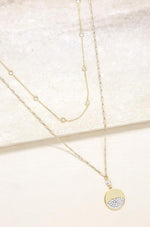 Crystal Dipped Layered Pendant Necklace Set