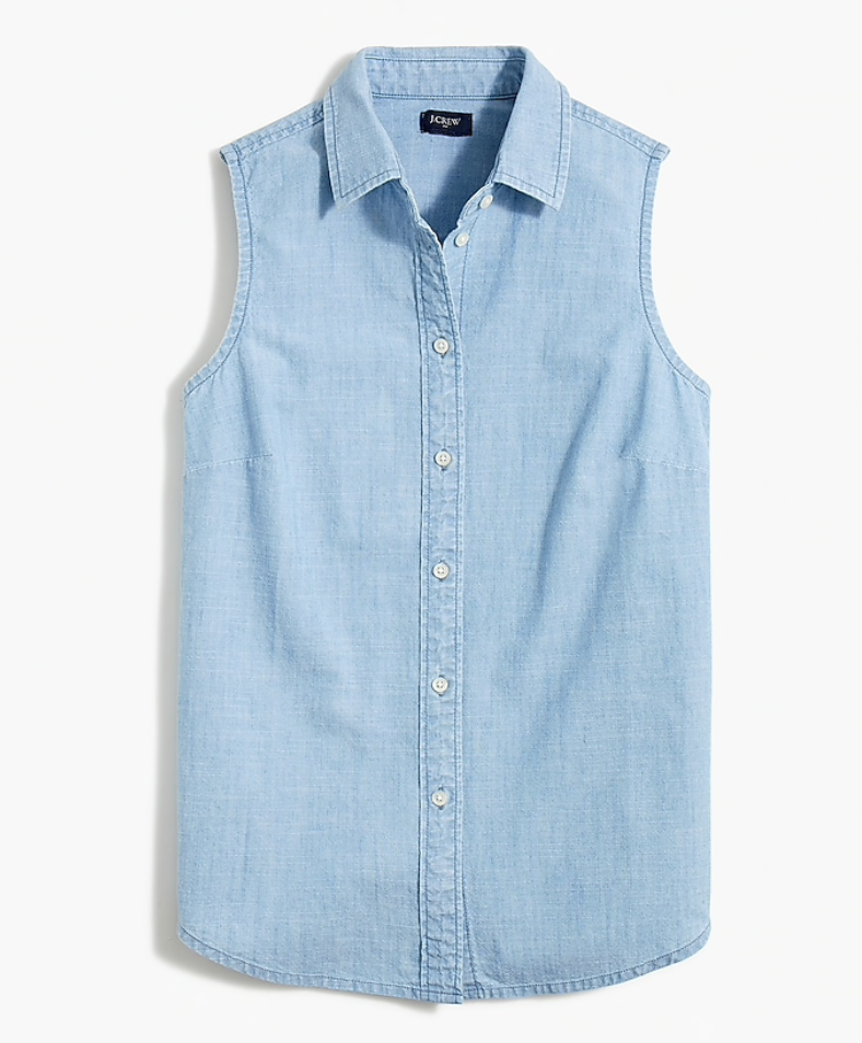 Sleeveless Chambray Shirt