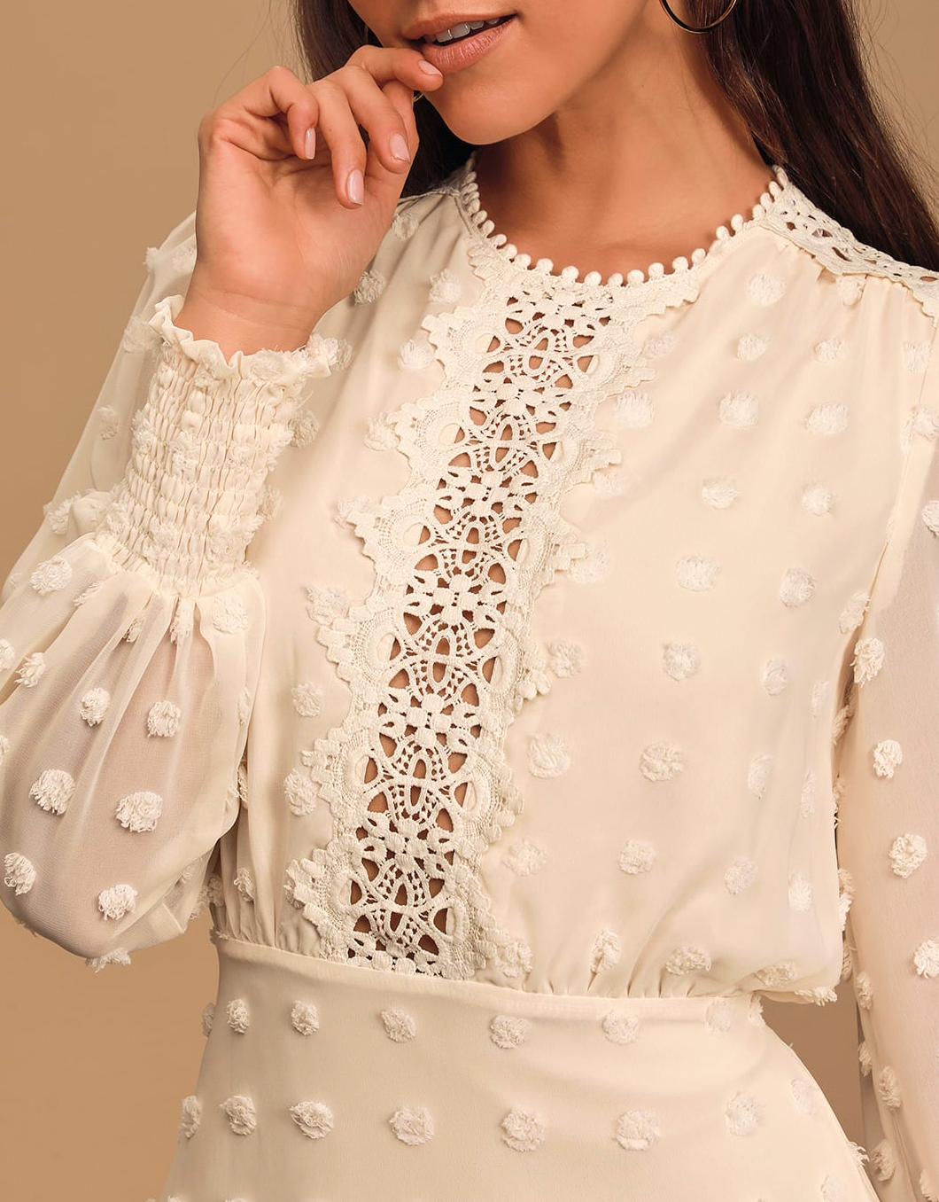 Embroidered Lace Long Sleeve Dress