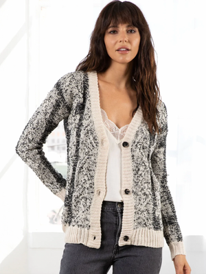 Two Tone Button Front Cardigan